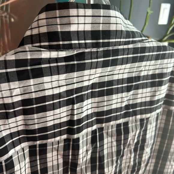 Esprit Black and White Ruffled Plaid Blouse XL - Picture 13 of 16